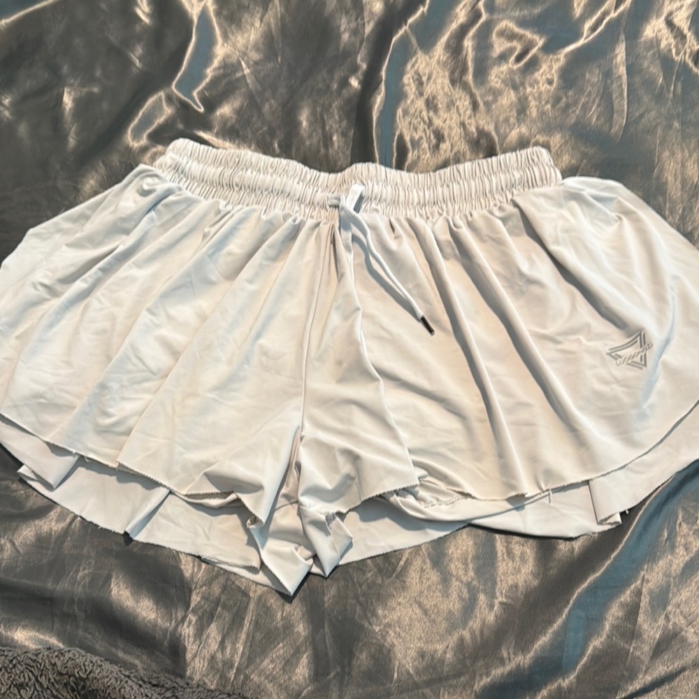 Women's White Athletic flowy Shorts
